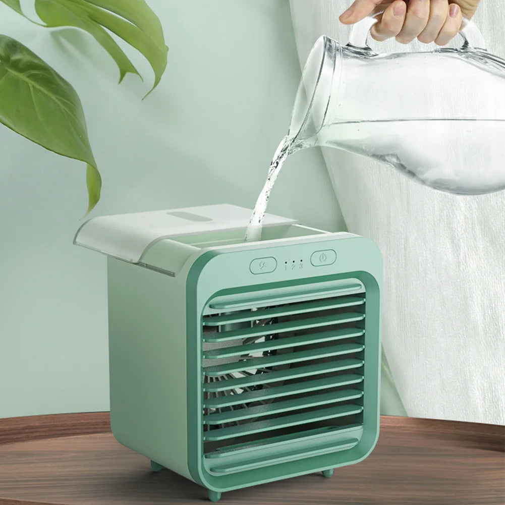 Coolivio Mini Aircooler | Portable 3-in-1 USB fan with air humidification & cooling function | 3 levels | 2500mAh battery | For office, travel & at home