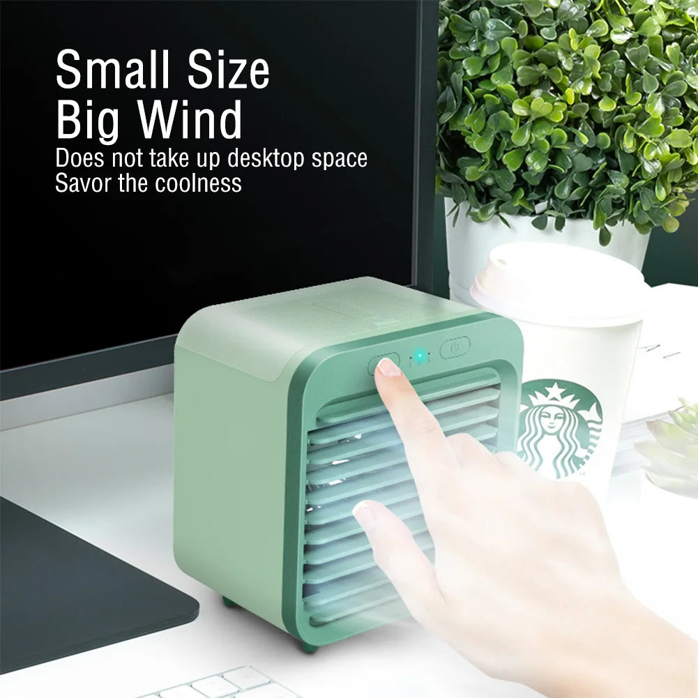 Coolivio Mini Aircooler | Portable 3-in-1 USB fan with air humidification & cooling function | 3 levels | 2500mAh battery | For office, travel & at home