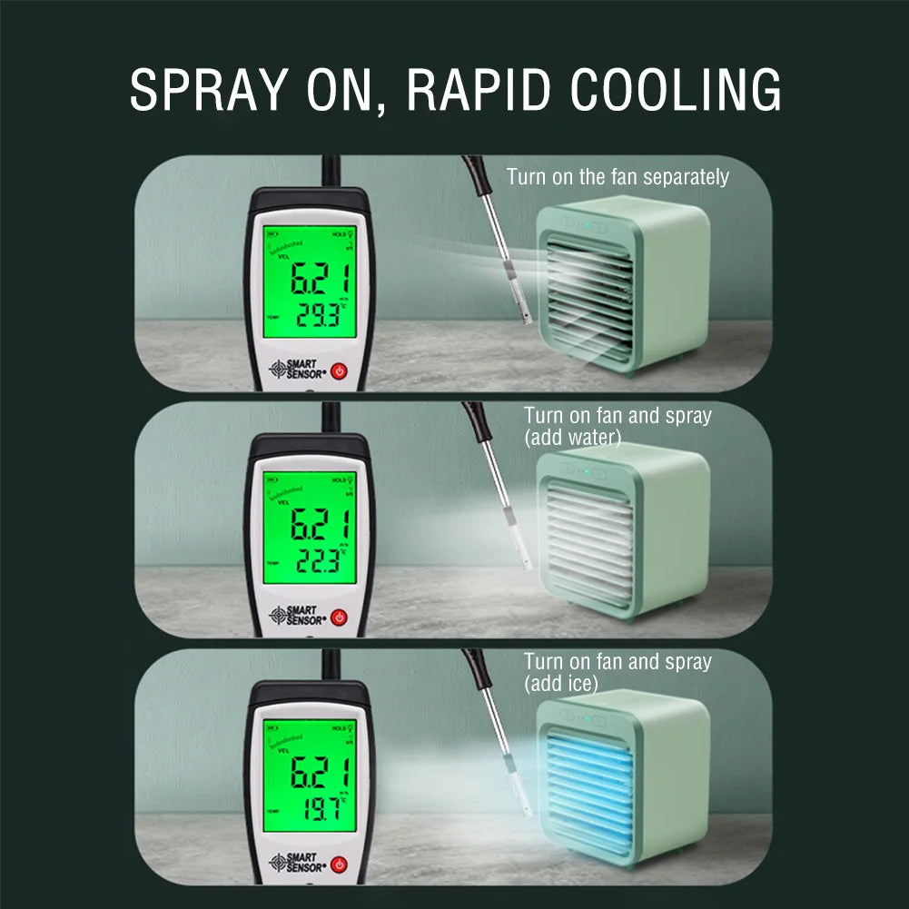 Coolivio Mini Aircooler | Portable 3-in-1 USB fan with air humidification & cooling function | 3 levels | 2500mAh battery | For office, travel & at home