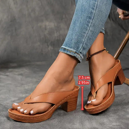 Women's Platform Heel Flip-Flop Sandals