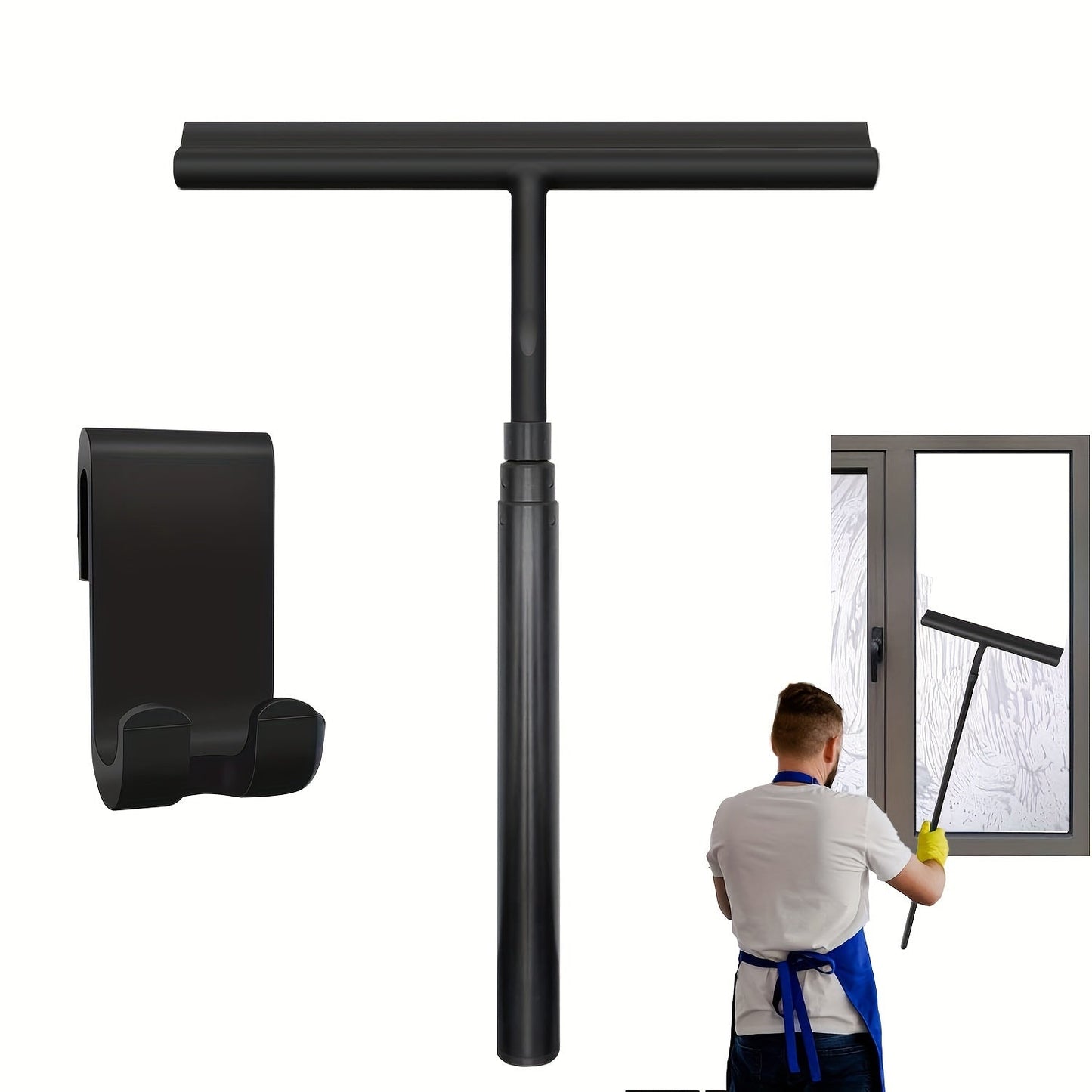 Deluxe Shower Squeegee – Telescopic 2-in-1 Glass & Floor Cleaner with No-Drill Mount
