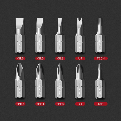 10-in-1 Versatile Screwdriver – Rotating Head & Interchangeable Bits for Tight Spaces