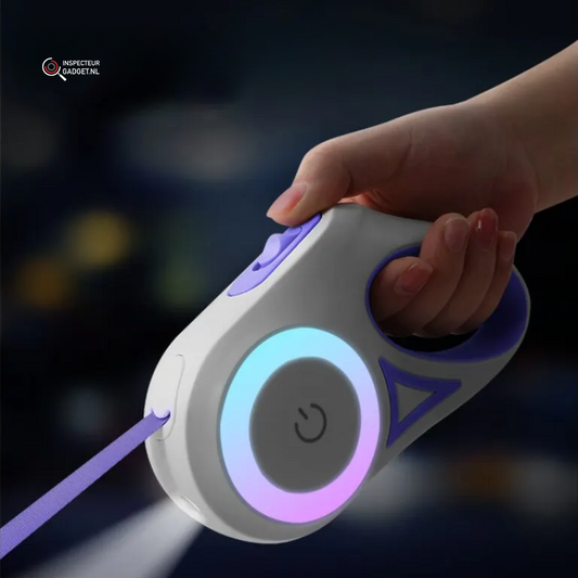SmartLead NightWalk – Retractable Dog Leash with LED Light – 3m Auto Extend, USB Rechargeable