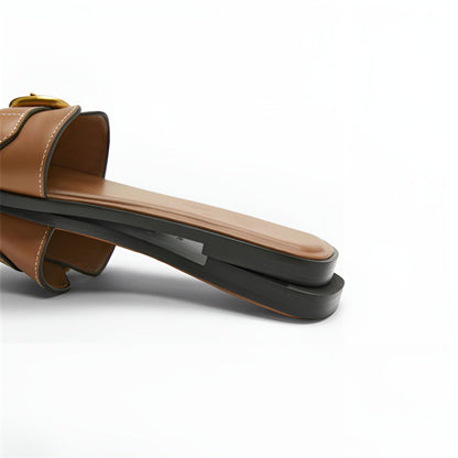 Women's Elegant Slippers with Gold Buckle Detail
