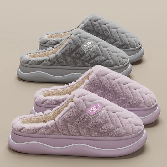 Women's Quilted Indoor Slippers with Thick Sole and Warm Plush Lining
