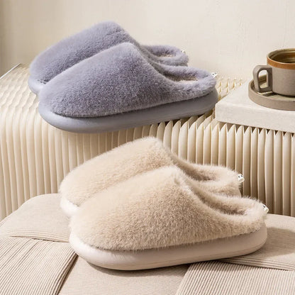 Women’s Plush Indoor Slippers with Closed Toe and Soft Warm Lining