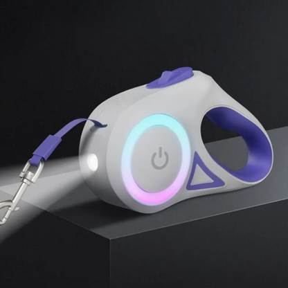 SmartLead NightWalk – Retractable Dog Leash with LED Light – 3m Auto Extend, USB Rechargeable