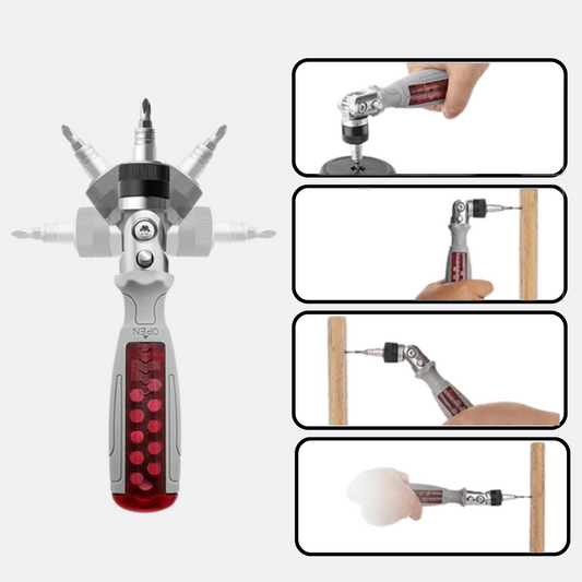 10-in-1 Versatile Screwdriver – Rotating Head & Interchangeable Bits for Tight Spaces