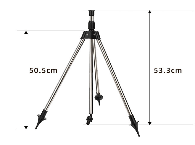 Adjustable Rotating Irrigation Sprayer – 360° Stainless Steel Tripod