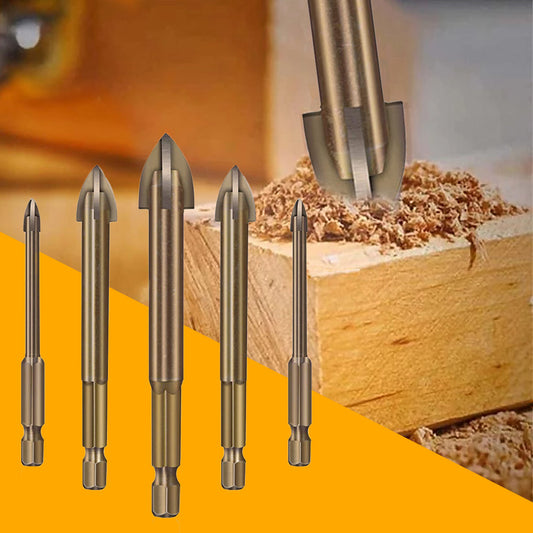 Universal Drill Bit Set – 5-Piece YG6X Alloy Bits for Glass, Tile, Marble & More