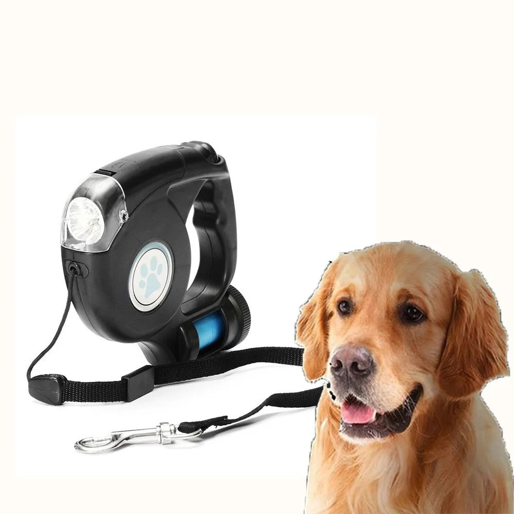 Amélie Lumière – LED Dog Leash with Flashlight | 4.5m Retractable Leash for Safe Evening Walks