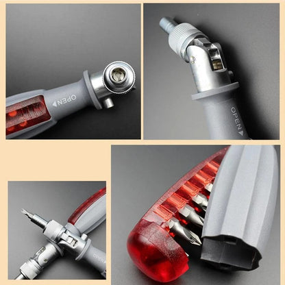 10-in-1 Versatile Screwdriver – Rotating Head & Interchangeable Bits for Tight Spaces